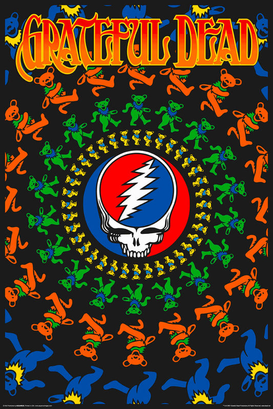 Grateful Dead - Bear Circle - Non Flocked Blacklight Poster 