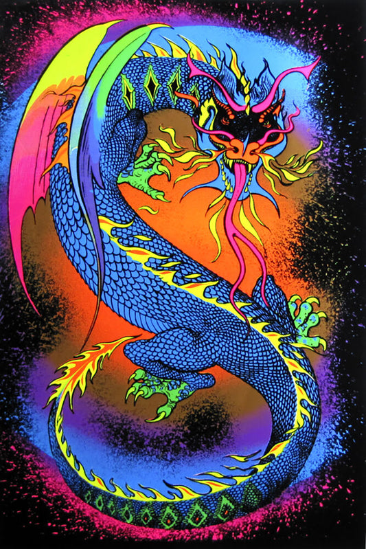 Dragon - Flocked Blacklight Poster