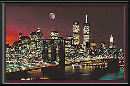 New York Brooklyn Bridge Moon