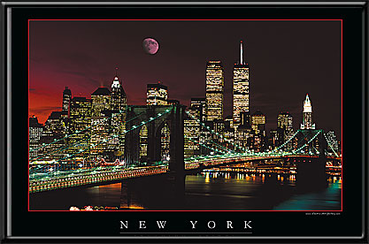 New York Brooklyn Bridge Moon